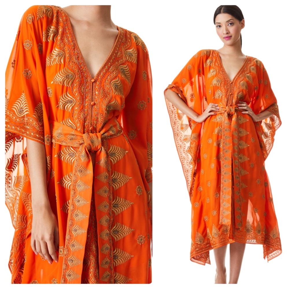 ALICE + OLIVIA Marva Embroidered Belted Midi Dress